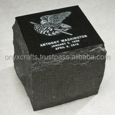 Jet Black Marble Block Raw Block Shape Cremation Urns in cheap price