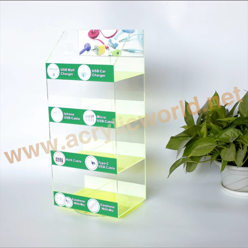 acrylic mobile phone accessories display rack,charger display stand,acrylic USB display shelf