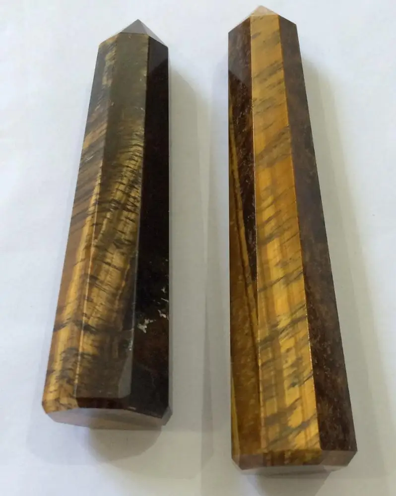 High Quality Polished Natural Tiger Eye Gemstone Massage Wand For Sale Tiger Eye Obelisk Wand For Healing Gemstone Wand