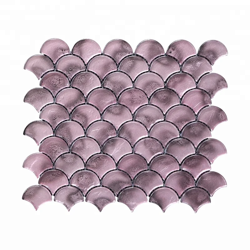 Classic Metallic Rose tiles design Gold Glossy  Glass Mosaic fish scale mosaic tile luxury tile