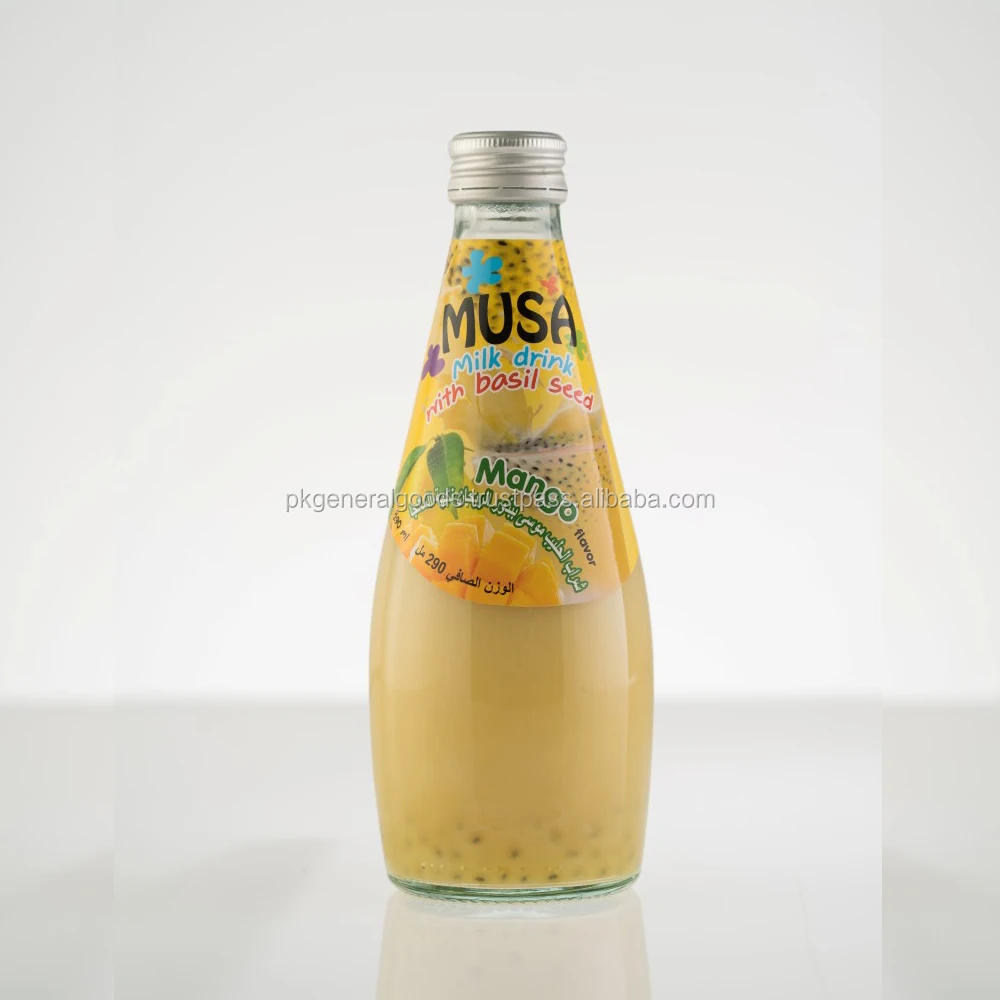 
Milk Drink with Basil Seed MUSA brand glass bottle 290ml 