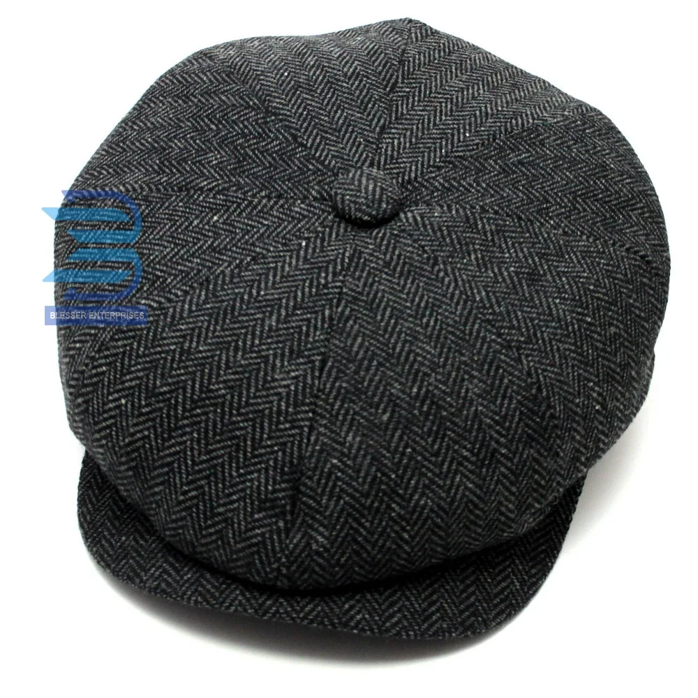 Кепка из твида с отрывающимися глазами, стильная серая кепка Tomy Shelby в елочку, кепка газетчика, смесь шерсти
