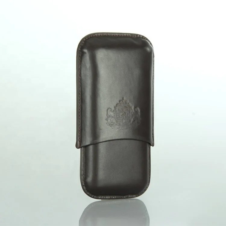 
Professional Portable Brown PU Leather 3 pieces Travel Carrying Cigar Cases 