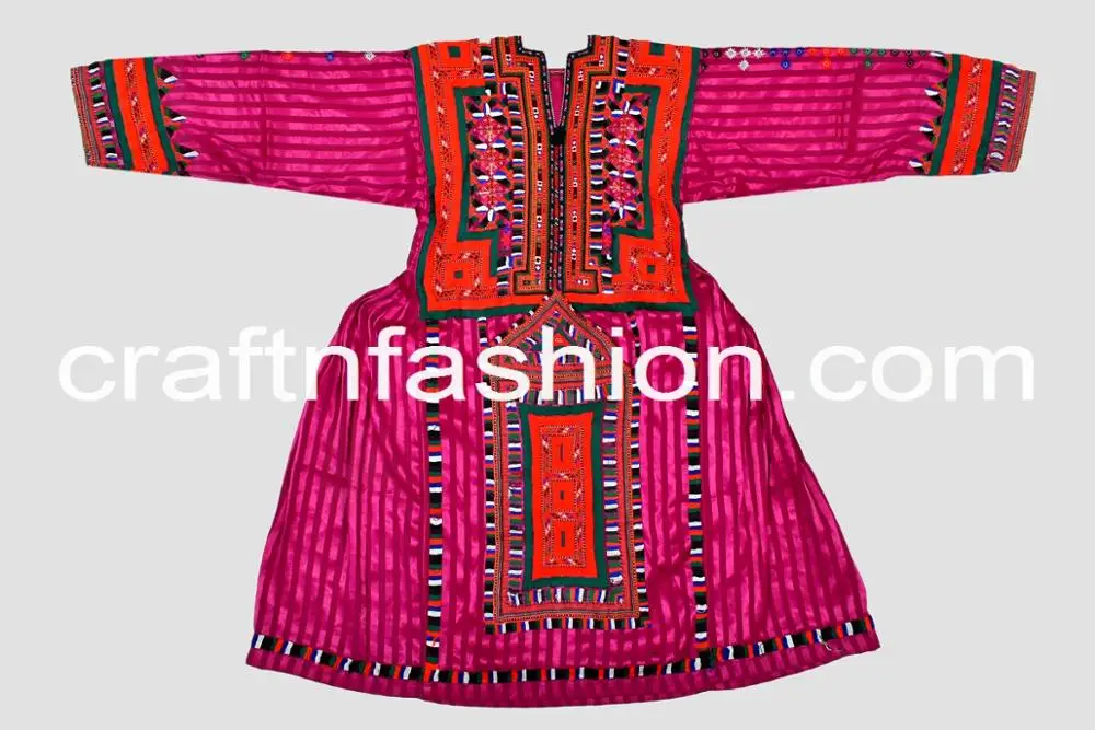 Этническое вышитое вручную женское платье Kuchi-платье Kuchi с цветочным принтом-одежда для племенных танцев