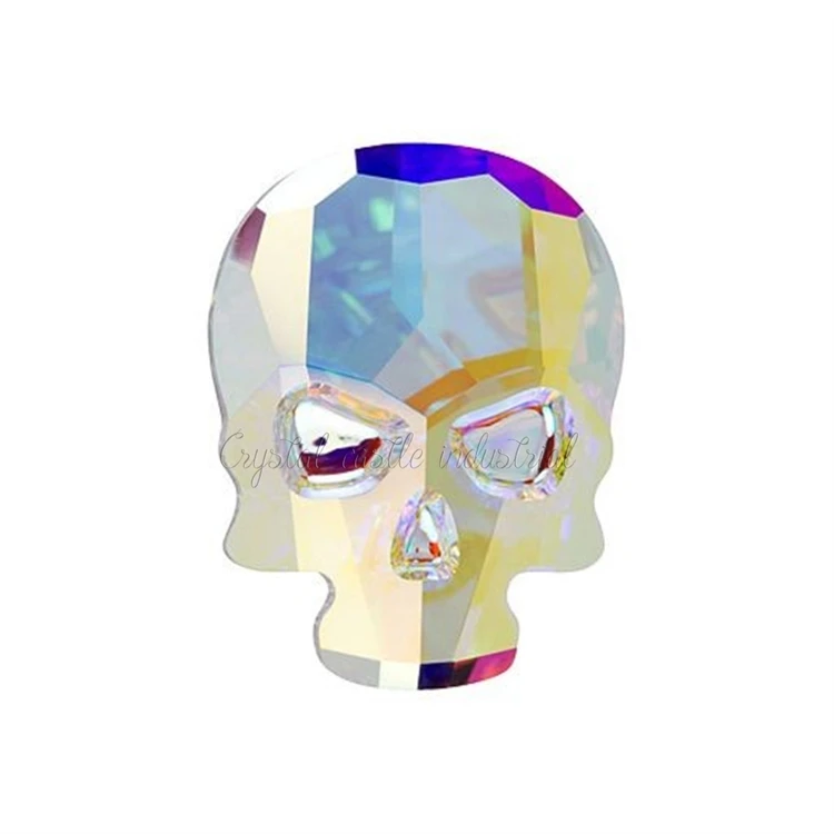 Crystal Castle bulk sale 2856 skull glass crystal ab hotfix strass nail crystals rhinestones flat back
