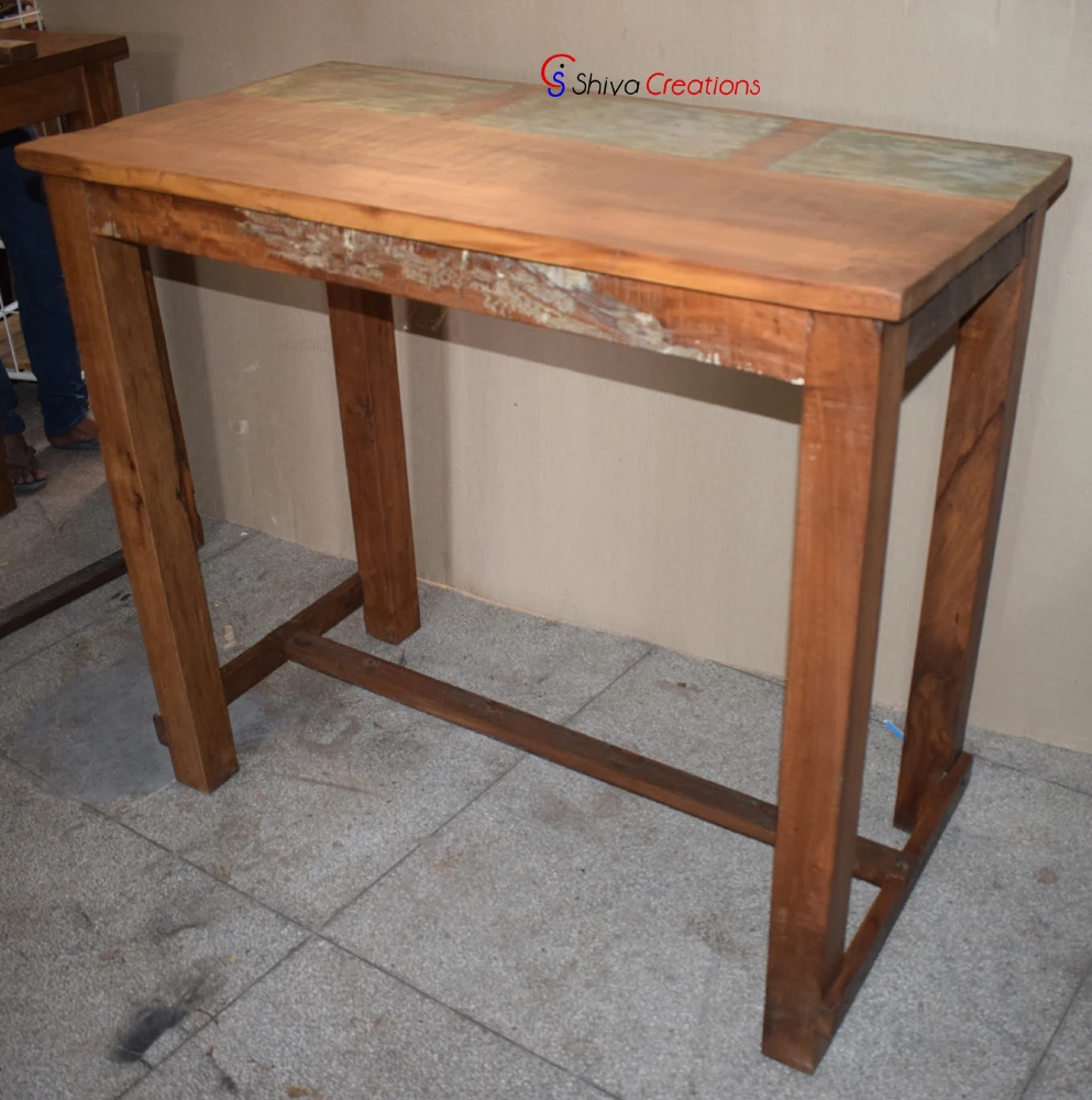 Reclaimed Wood Restaurant Hotel Cafe Furniture Pub Tall Bar Table Custom Bar Table Bar Height Table