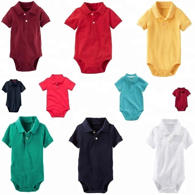 Baby Clothes Newborn Boys Girls Jumpsuit Polo Shirt Baby Boy Romper for Sale Onesie Short Sleeve Turn Down Collar 100% Cotton