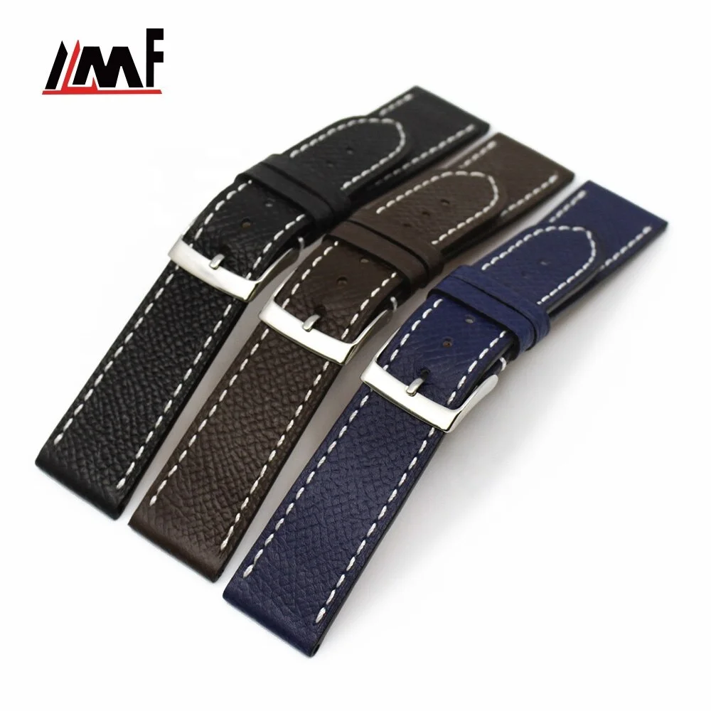 Good Quality Italian Original Genuine Fashionable Changeable Black Handicafted Grain Epson Leather Watch Strap