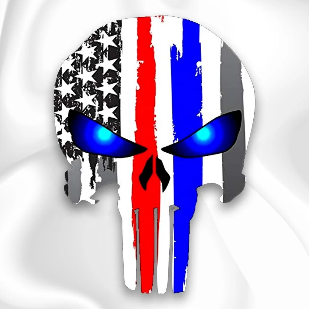 Custom Blue Line Tettred Punisher Decal Vinyl Sticker Die Cut Stickers with Application Tape on Top