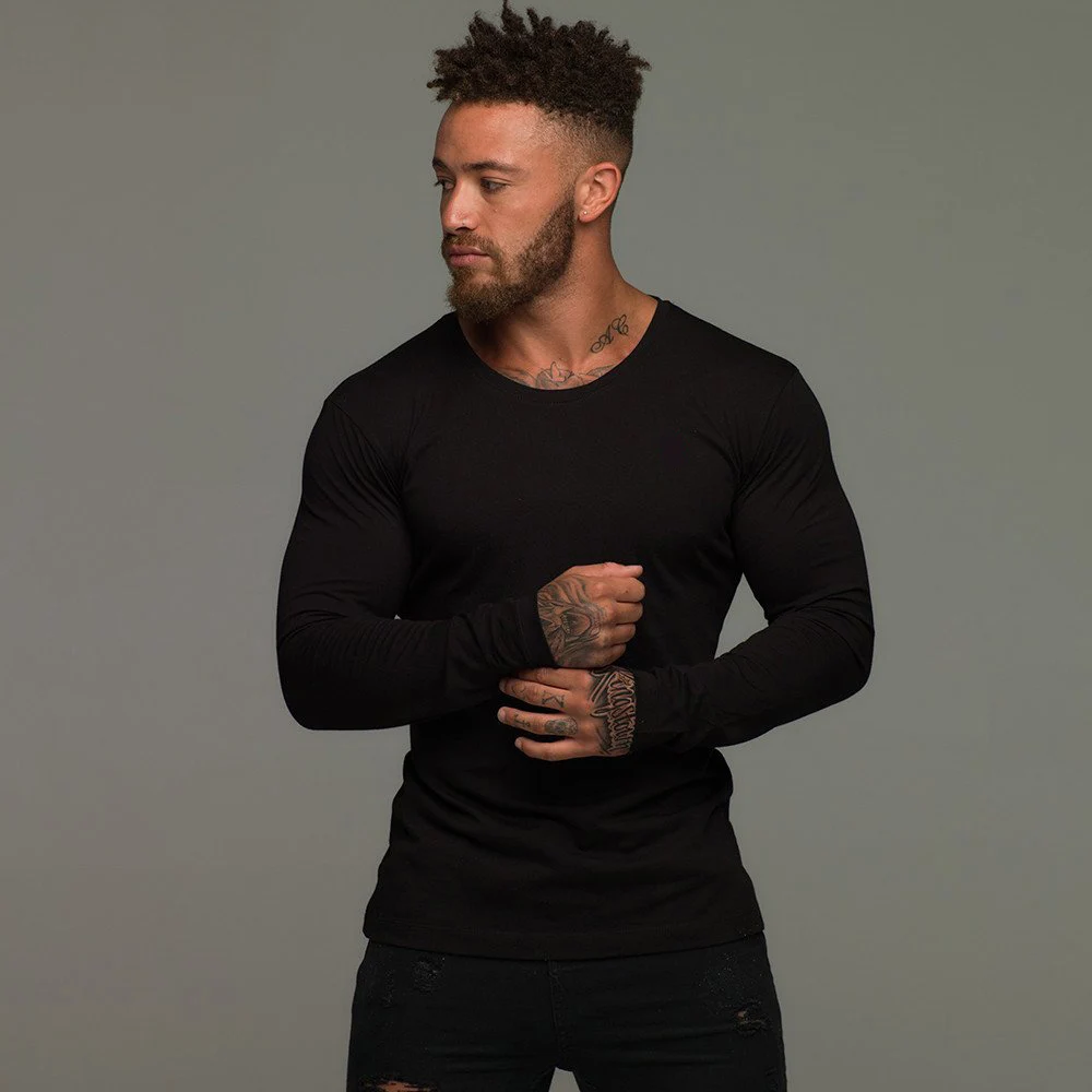 
Мужская футболка с длинным рукавом для фитнеса, фабрика одежды 