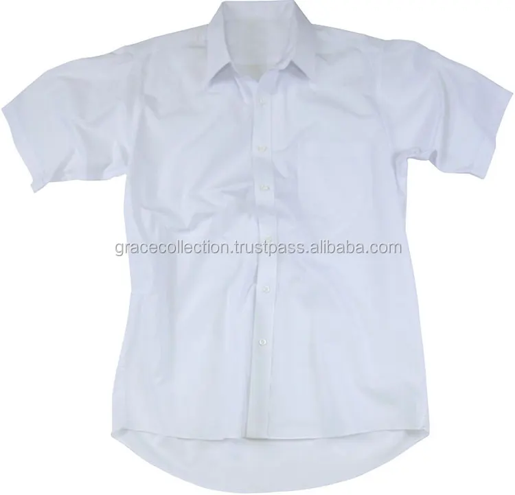Primary School Short Sleeve Double Pocket Boys Shirts White Shirts
