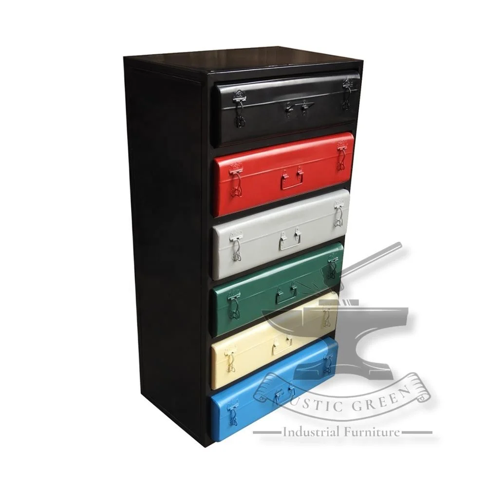 Industrial Vintage Metal Tall Chest of Drawer