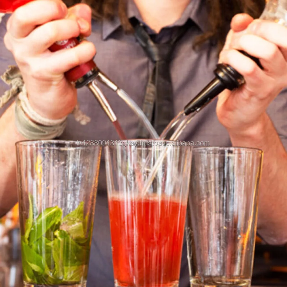 Wholesale stainless steel liquor bottle speed pourer rubber covers fit standard metal wine pourers