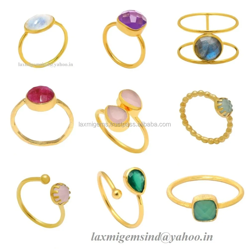 Natural Gemstone in faceted round shaped wholesale 925 sterling silver rings jewelry