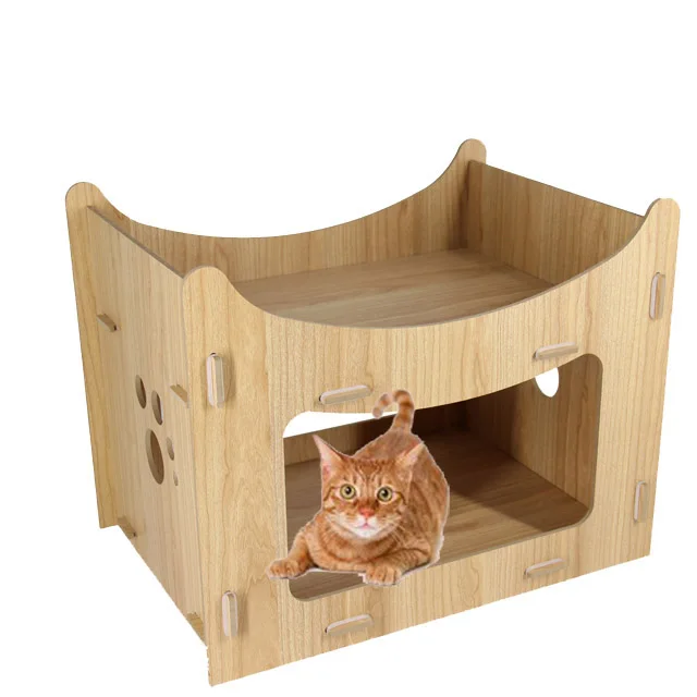 DIY 2018 sweet design wooden pet house colorful MDF cat house