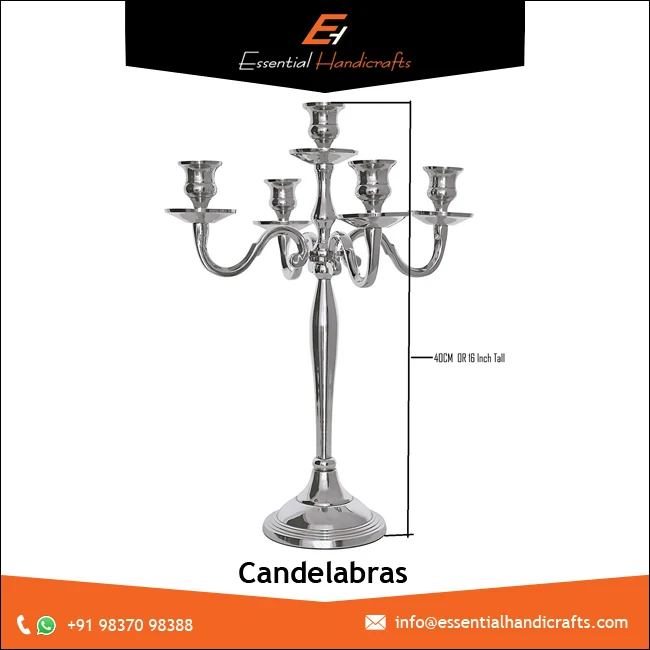 Wholesale Handmade 5 Arm Silver Candelabras  Judaica Menorah Candle Holder Metal Candlestick Holder For Home Decor Wedding