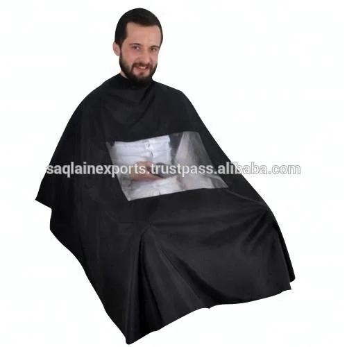 
Unisex Hairdressing cape with transparent window salon professional haircutting Polyester waterproof Customized snap barber cape 