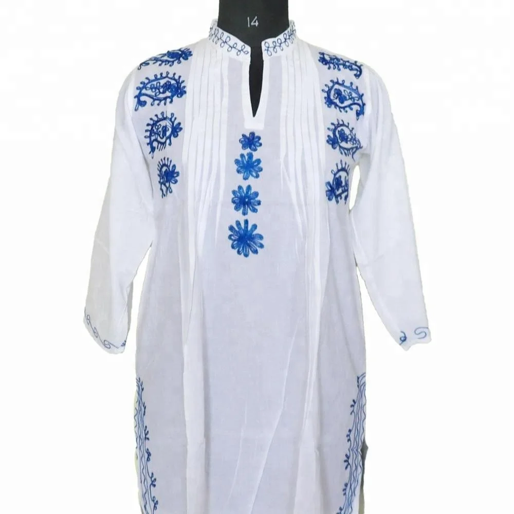 Элегантная белая вышивка Kurtis в этническом стиле