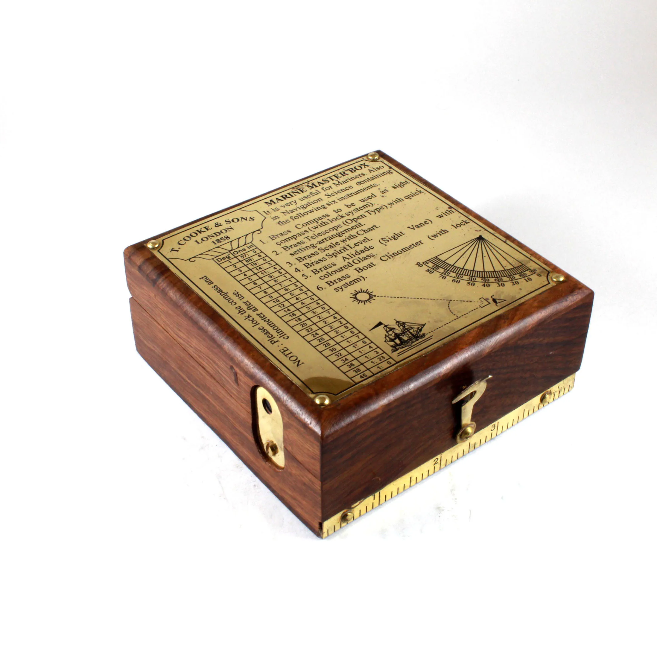 Brass Navigation Nautical Directional Antique Style Master Marine Box Compass Instrument