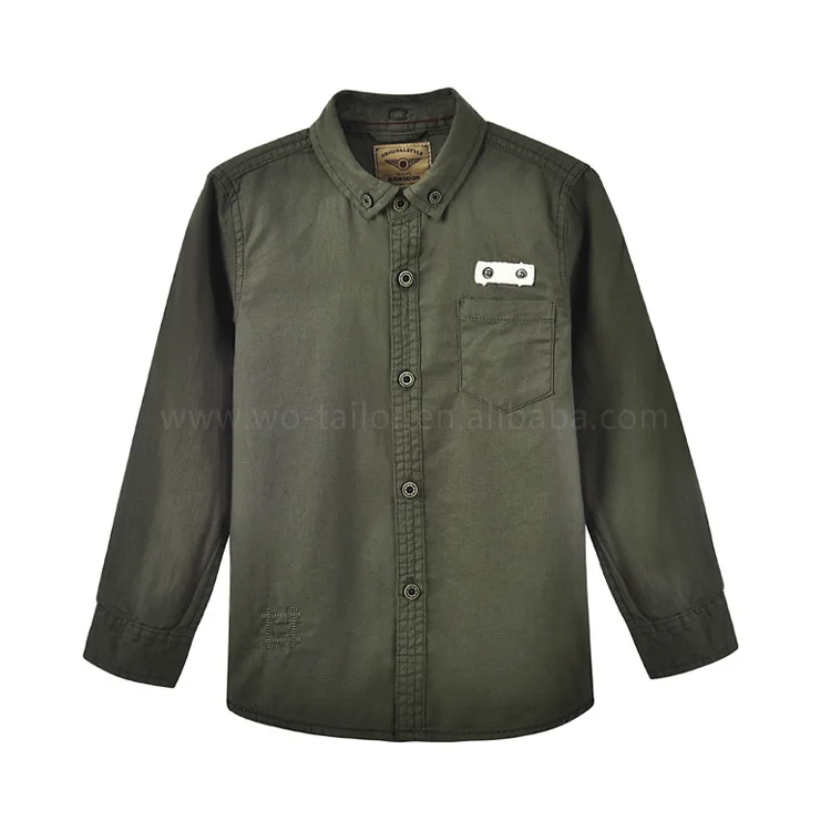Пользовательские 100% хлопок пуговицах с длинными рукавами рубашки для мальчиков