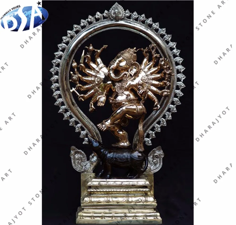 Indian Religion Large Ganesha Brown Sandstone Antique Natraj Dance Ganesh Statue Sculpture