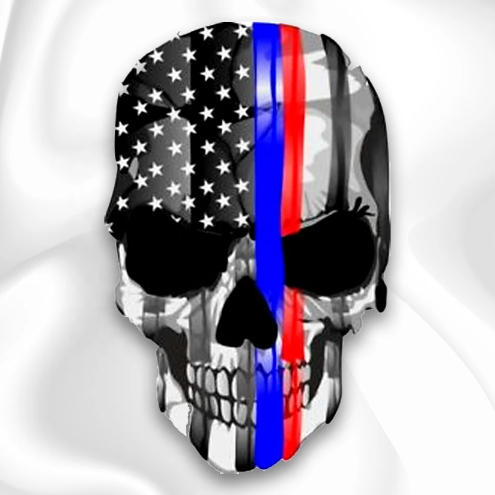 Custom Blue Line Tettred Punisher Decal Vinyl Sticker Die Cut Stickers with Application Tape on Top