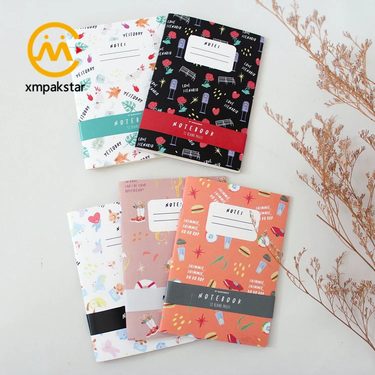 Promotional staple binding soft cover saddle stitched blank composition custom school exercise book notebook