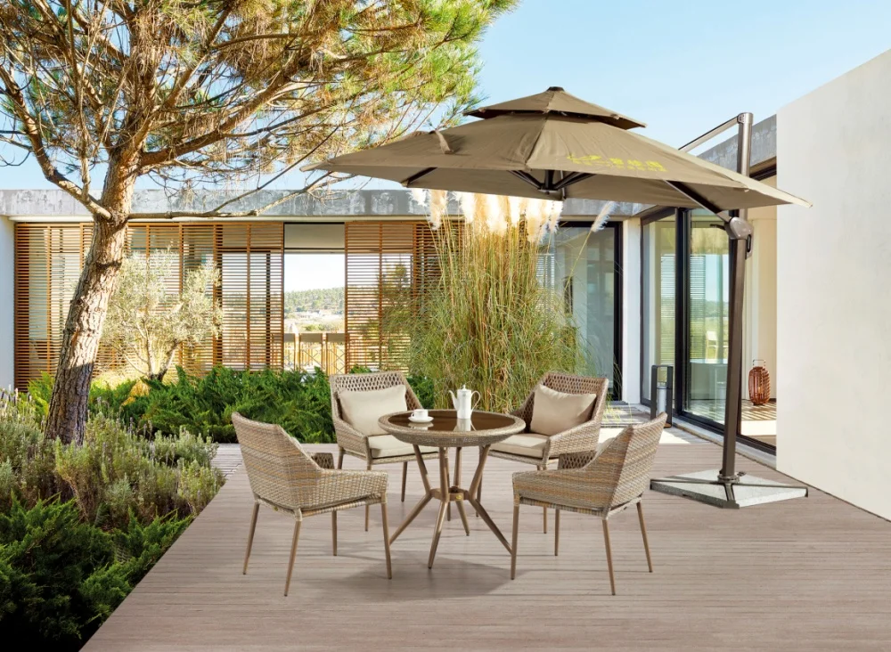 Modern strip artificial wicker garden modern outdoor chair table set