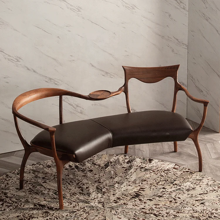 Walnut wood lounge double sofass latest design neoclassical style living room leisure chairs