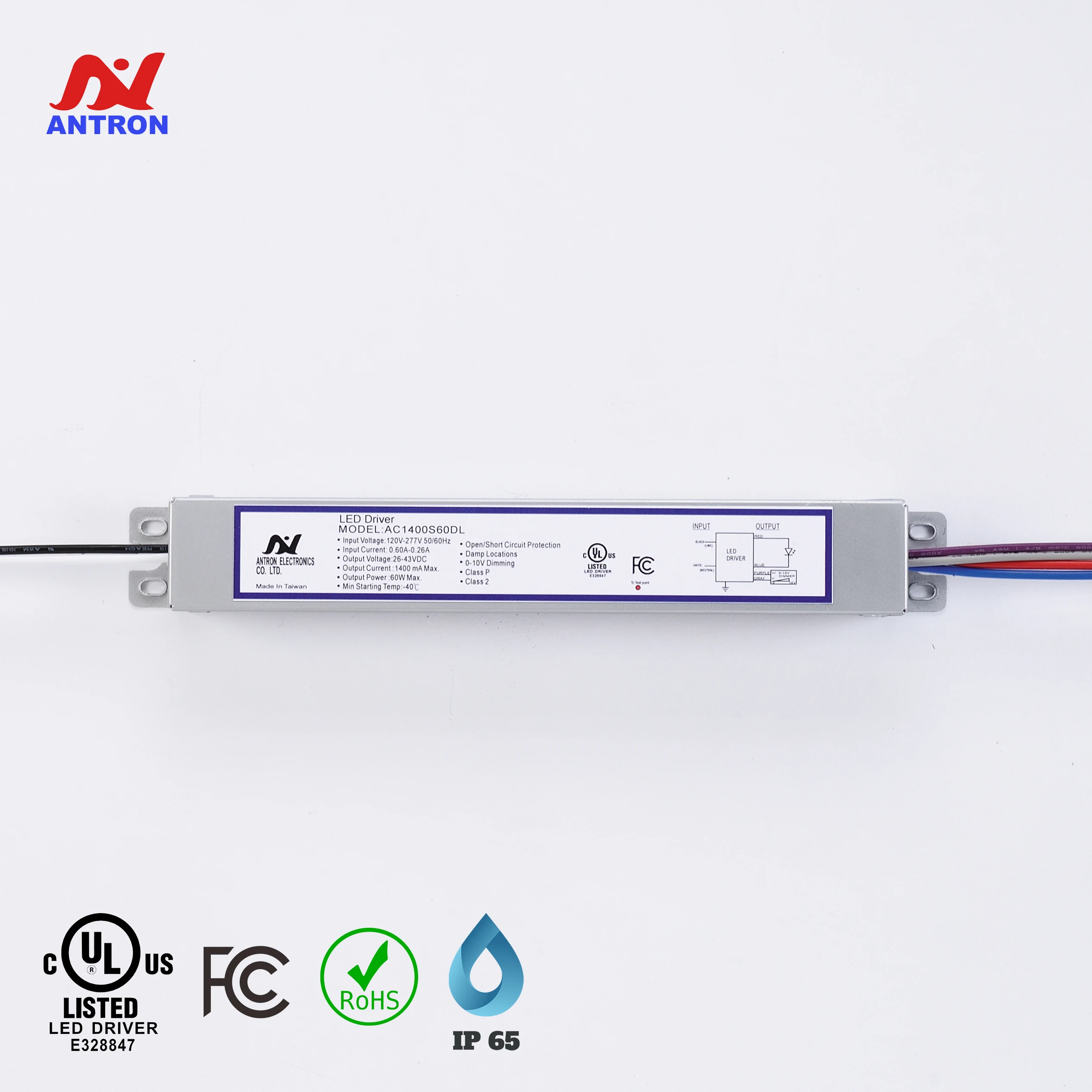 Antron Flicker Free LED Driver Dimmable 40W to 60W UL
