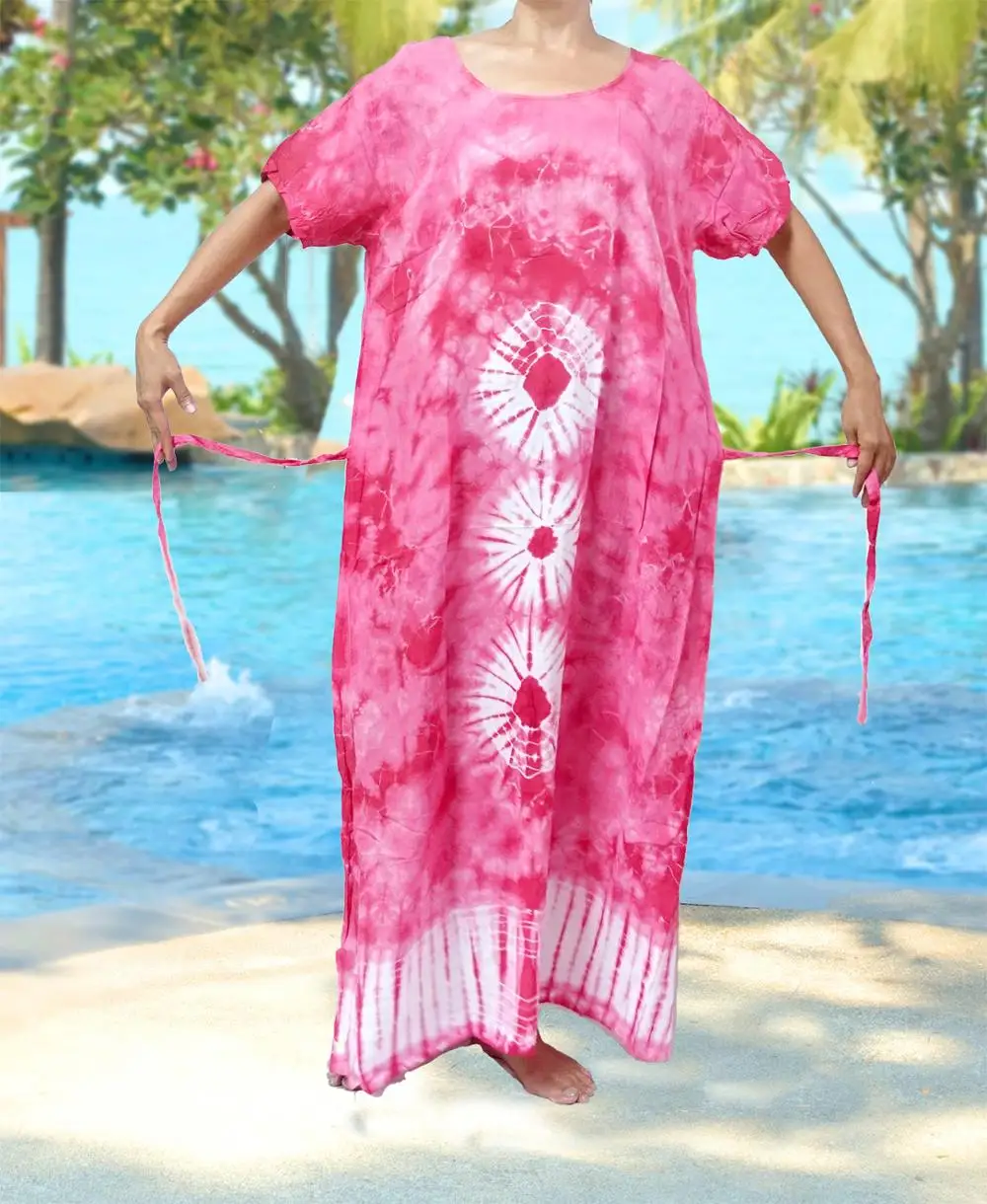 vintage retro thai style HIPPIE BOHO tie dye handmade kimono kaftan maxi plus size dress