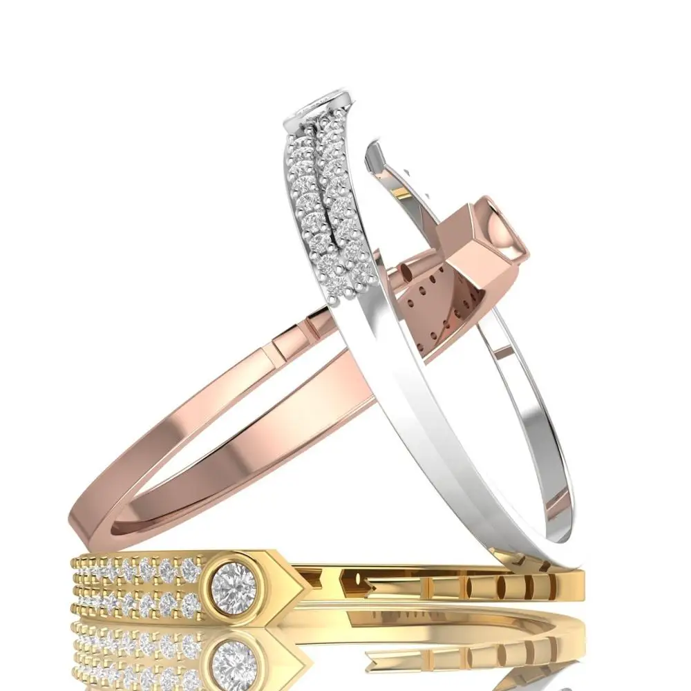 Real Natural Diamond Ring For Women in Solid 18kt White Yellow Rose Gold 1.61 Gram Adjustable size