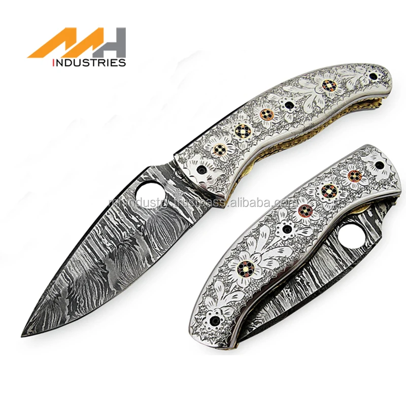 Pakistani Handmade Knife Damascus Steel Collectable with Fancy Leather Sheath Hunting Knife Stainless Steel Full Engraved 4.0mm