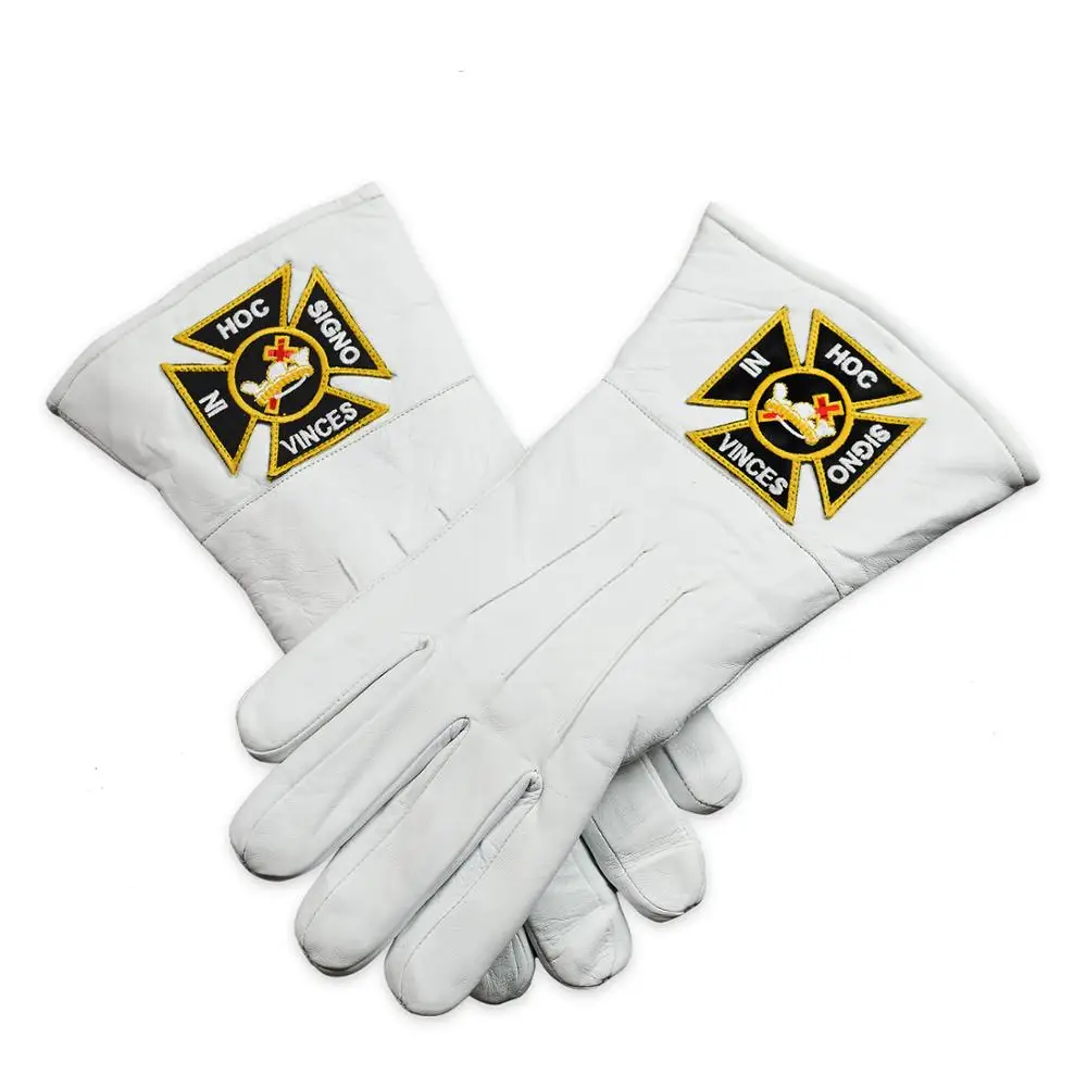 BLACK LEATHER MASONIC REGALIA-MASONIC SOFT PLAIN WHITE LEATHER GLOVES (MED/LARGE/XLARGE)
