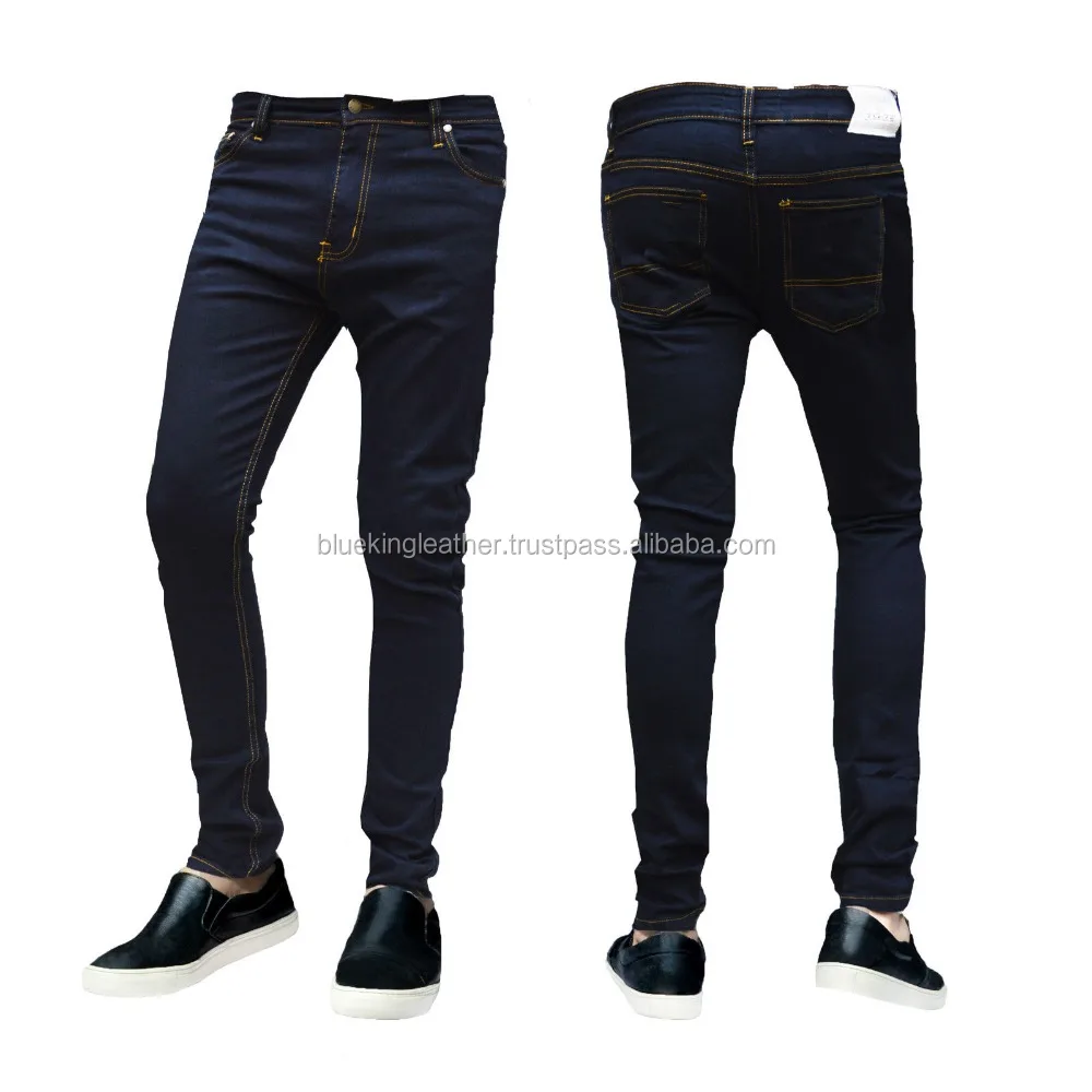 Мужские темно-синие джинсы, супер стрейч, облегающие джинсы, все размеры талии и ноги
