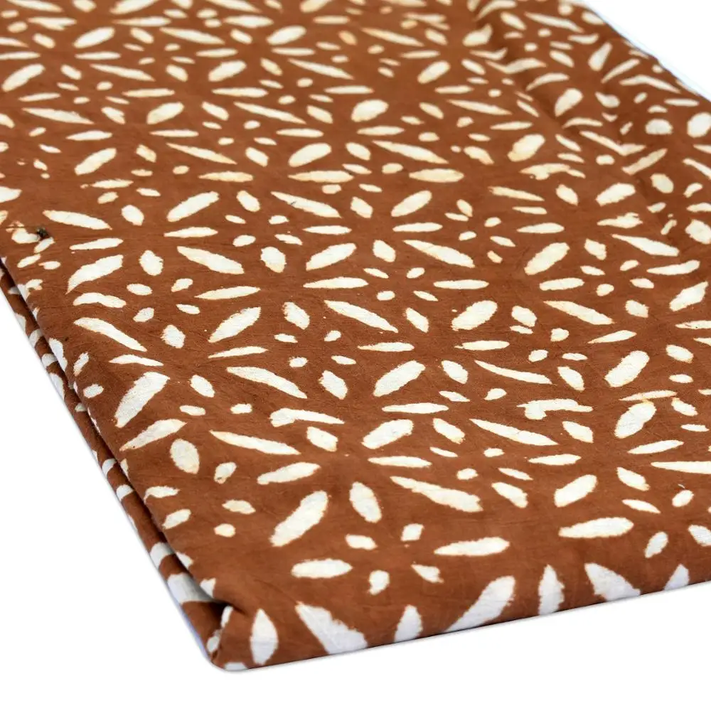 Luxury Brand Craft Making Material Sanganeri Hand Block Printed Cotton Fabric Sustainable Brown Voile Clothing Wholesale