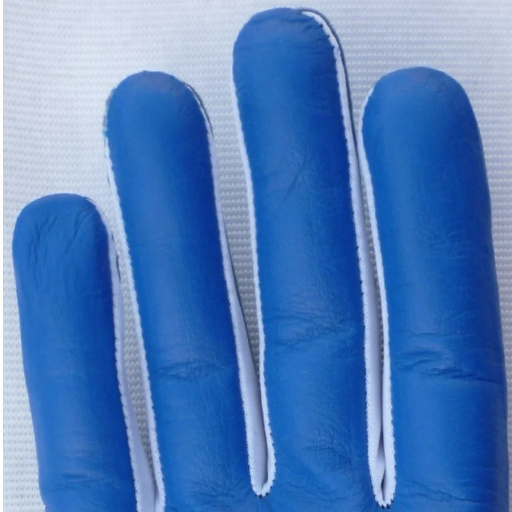 Best selling Custom logo Cabretta leather golf gloves blue color Australia Low price UK