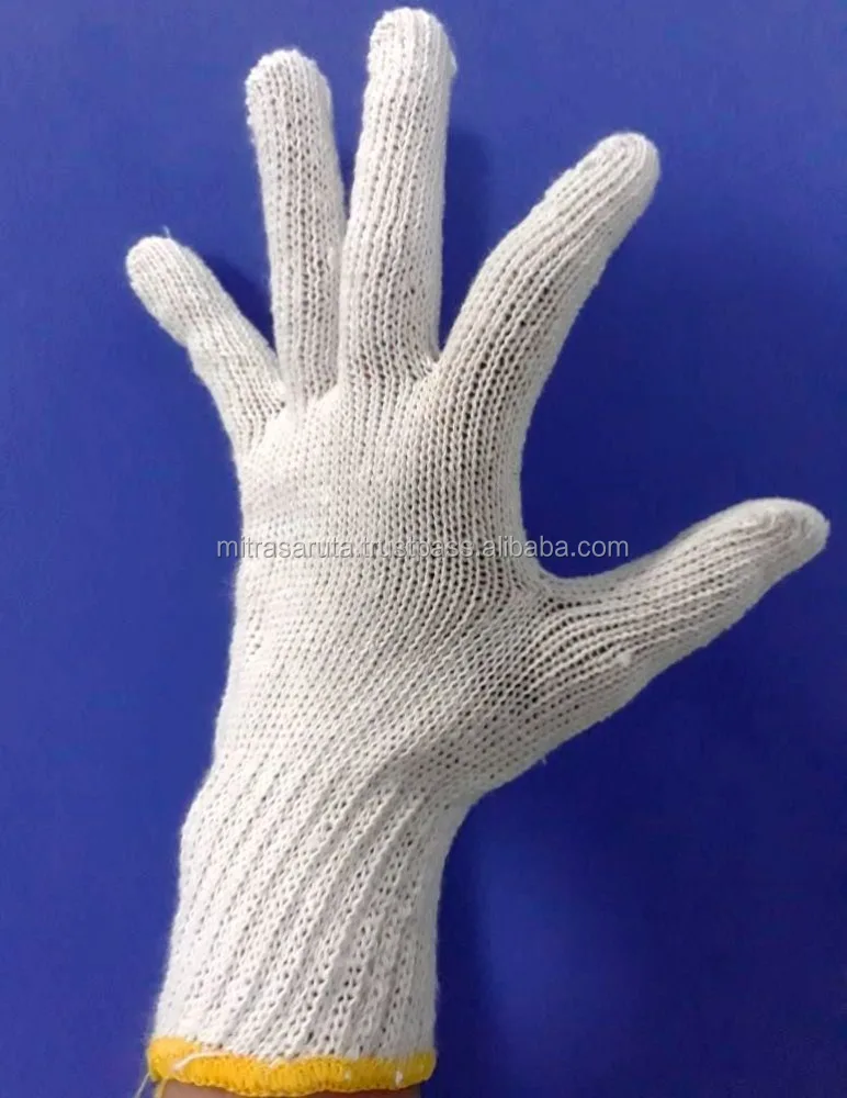 7 Gauge Raw White String Cotton Knitted Hand Gloves XL Size Disposable Protective Safety Gloves with Anti-Hot Feature