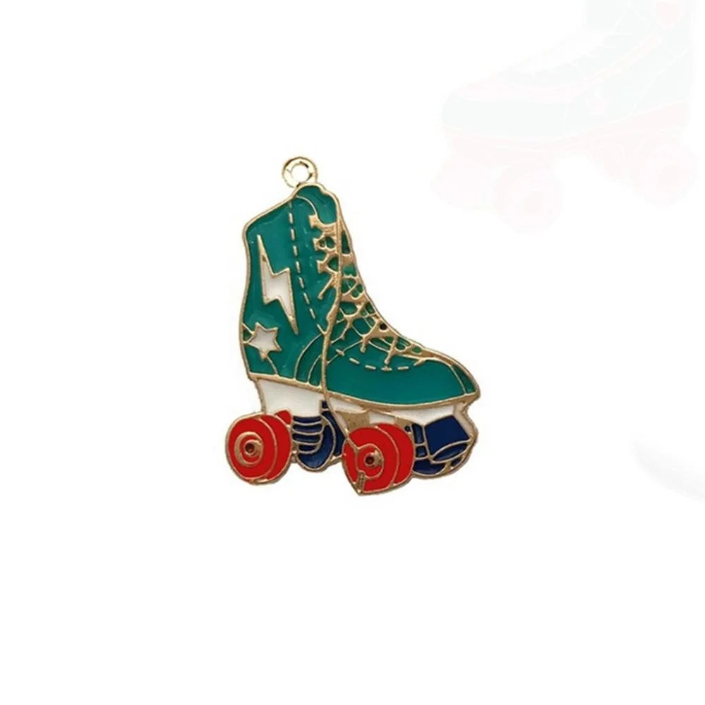 Cute Enamel Skateboard Ice Skate Roller Skates Pendant Charms for Kids