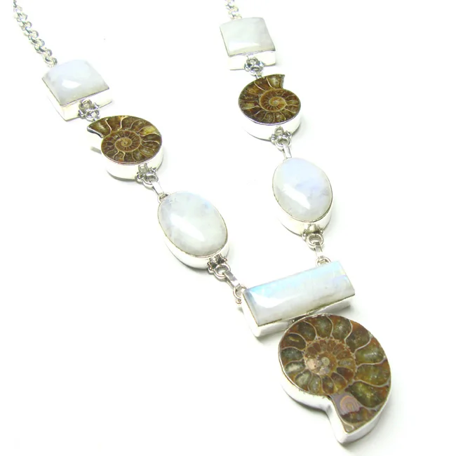 Rainbow Moonstone Silver Necklace Wholesale 925 Silver Jewelry