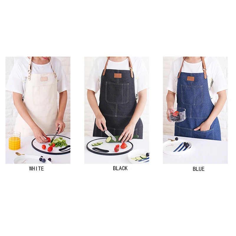2020 Hot Products Custom Cooking Kitchen Barber Cotton Fabric Denim Garden Welding Leather Fashion Apron