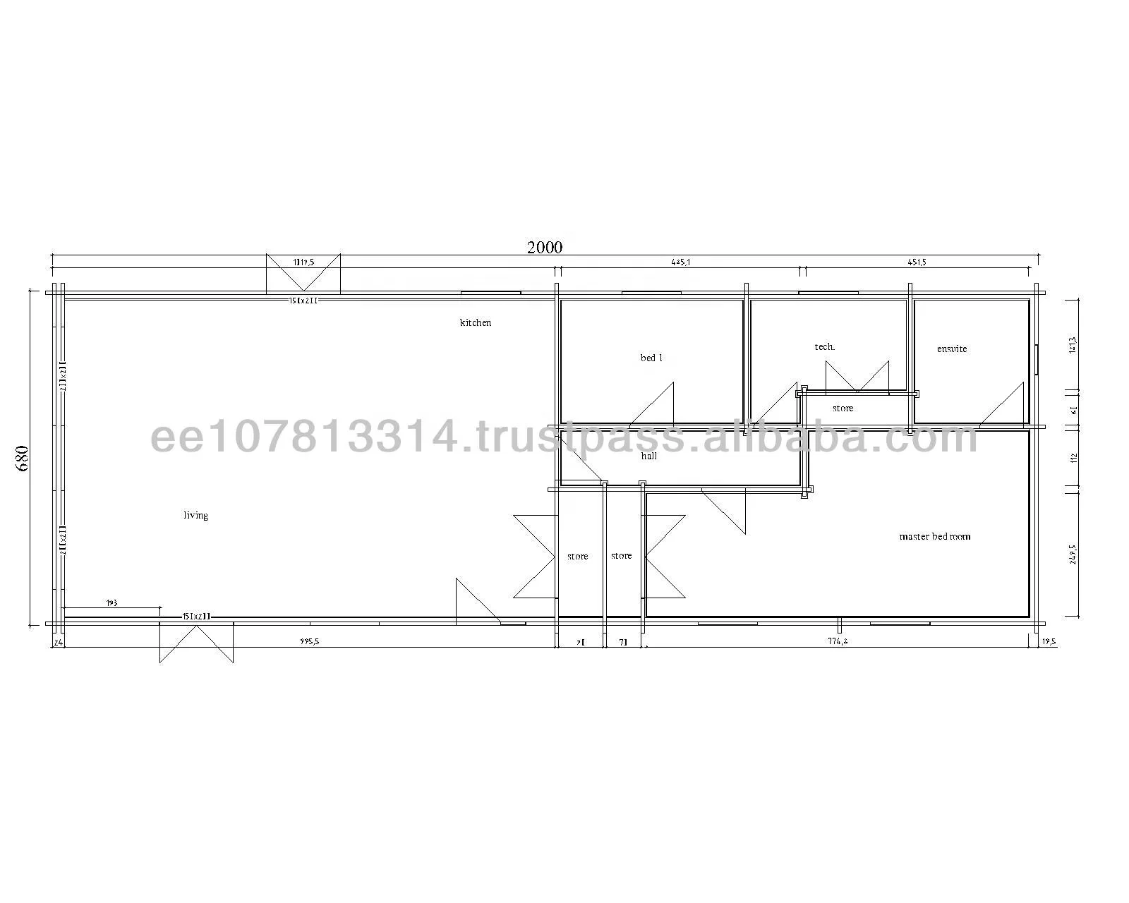 
Log Cabin 680x2000 Cm Max Mobile Home Style 