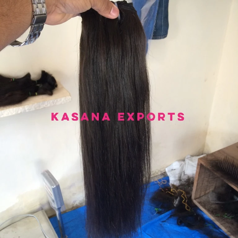 Natural Cuticle Aligned Wholesale 100% Virgin Straight Indian Temple Bundle Remy Human hair