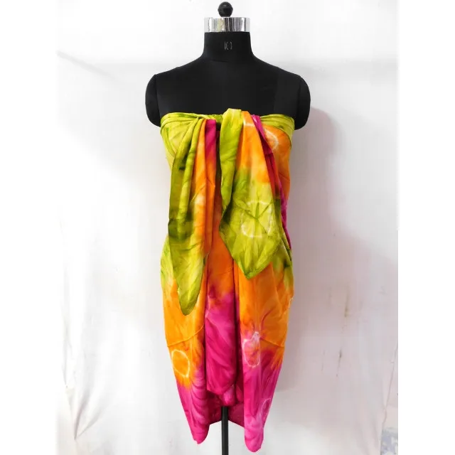 Women Beach Wear Tie Dye Rayon Fabric Sarong Pareo