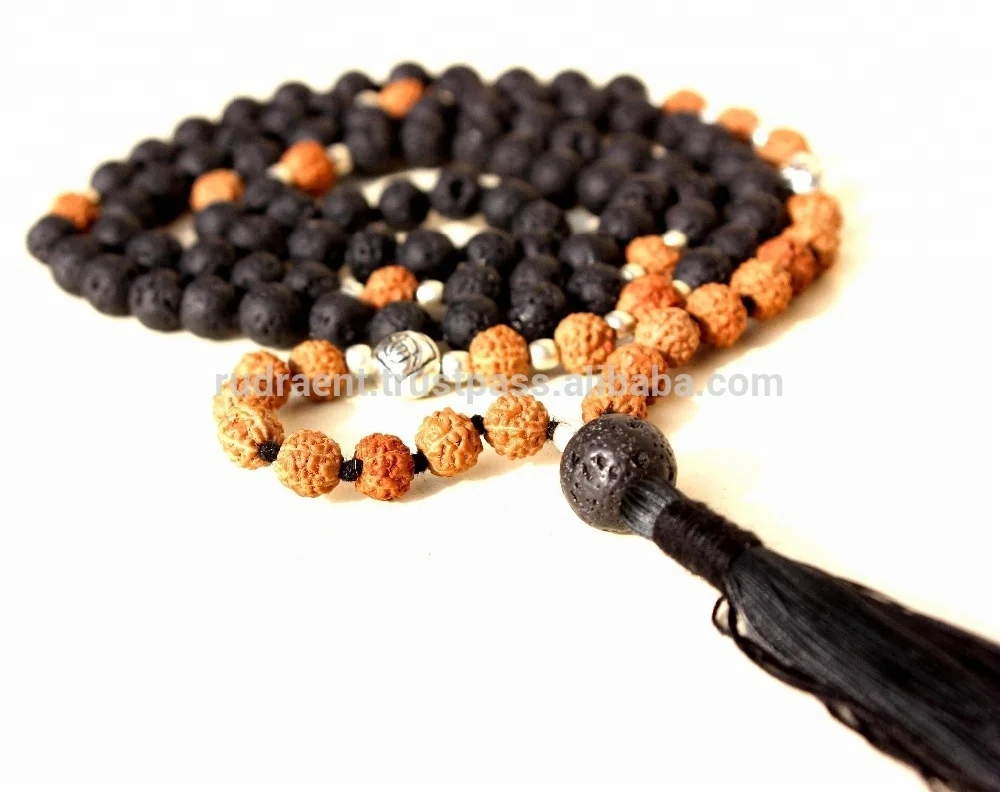 Trending 2024 Wholesale Pricing Prayer Beads Rosary Rudraksha Lava 108 beads Chakra Energy Yoga Mala Necklace