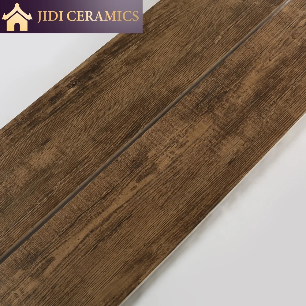 Dark Brown Wooden Rustic Look Texture Porcelain Flooring 150x900 Ceramic Wood Tile