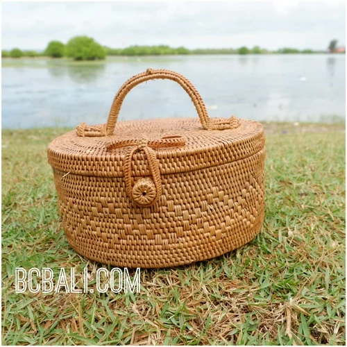 cosmetic circle design large bags ata grass handwoven bali style