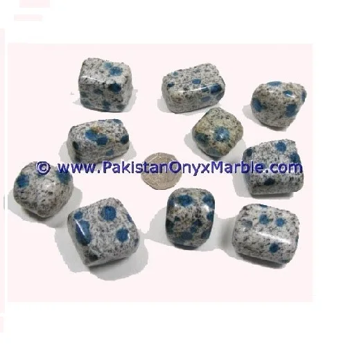 K2 Jasper Blue Azurite Granite Tumbled Stones Polished Mineral Gemstones in Grey CZ Rough Treatment