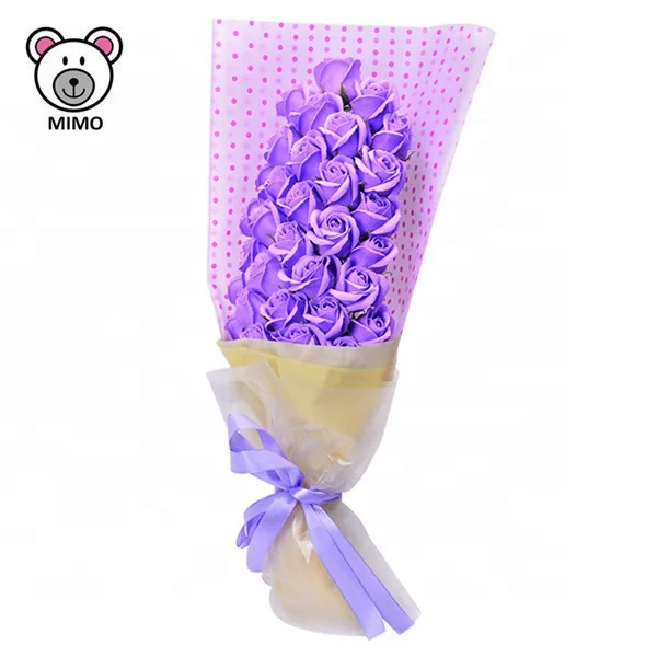 Brand LOGO Sweet Red Rose Soap Flower Bouquet For 2019 New Valentine Day Handmade Pretty Artificial Bridal Wedding Bouquet Roses