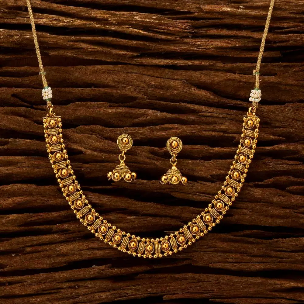 Delicate Gold Plated Jewellery & Necklace Set Wholesalers in Mumbai, Delhi, Chennai & Jaipur, Wholesale Fashion Jewelry - 15654